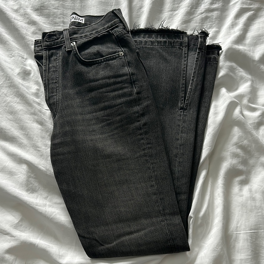 EB Denim Black Unraveled Hem Jeans